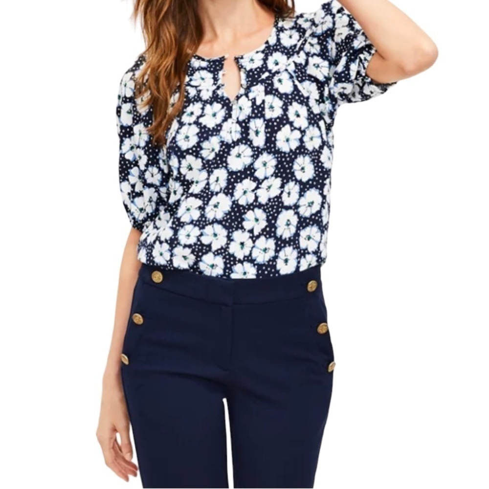 New! Loft Daisy Floral Puff Short Sleeve Top